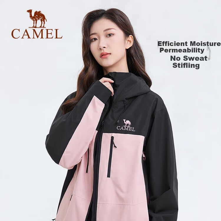 CAMEL Outdoor Hardshell Jacket, Single-Layer Lightweight Windproof And Storm-Proof Mountaineering Coat, Size M