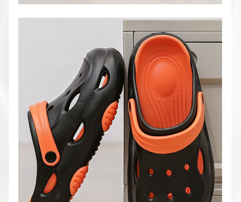 Huameijianbu Men's Outdoor Quiet Thick-Soled Non-Slip Beach Sandals with Perforated Design, HM2426 White And Black, Size 40-41 24