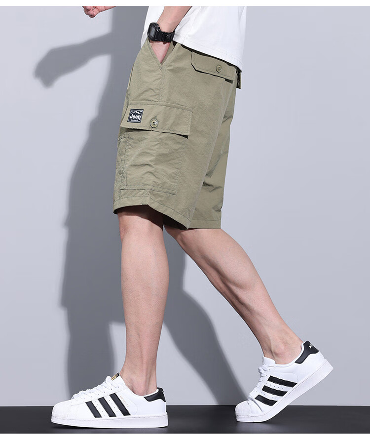 JEEP Ice Silk Workwear Five-Point Casual Shorts for Men, 2026 Summer Thin Loose Straight-Leg Cool Mid-Length Pants for Me 11