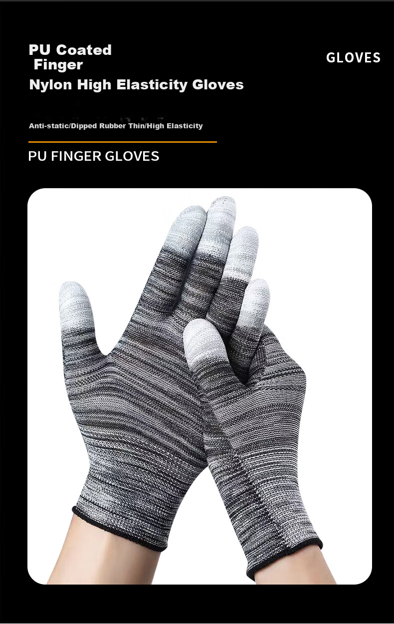Maozheng Dipped Work Gloves, 10 Pairs, Carbon Fiber Coated Finger Anti-Static Non-Slip Lightweight Breathable for Work, Thin Style 9# 3
