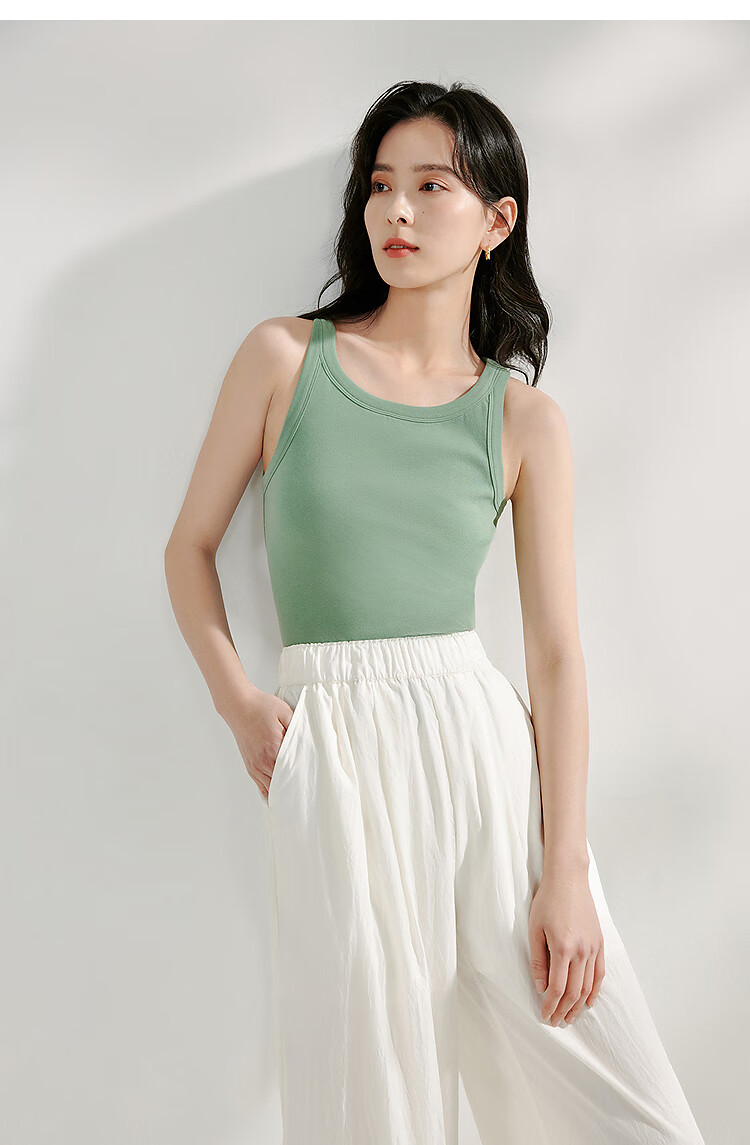 INMAN U-Neck Camisole Tank Top, Summer Women's Wear, Inner Or Outer Wear, Slimming Sleeveless Top, White, XL 16