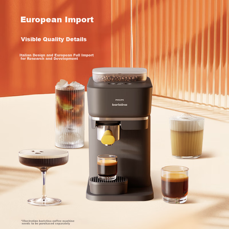 PHILIPS Italian Fully Automatic Coffee Machine, Baristina, Napole Yellow Handle, BAR310/50