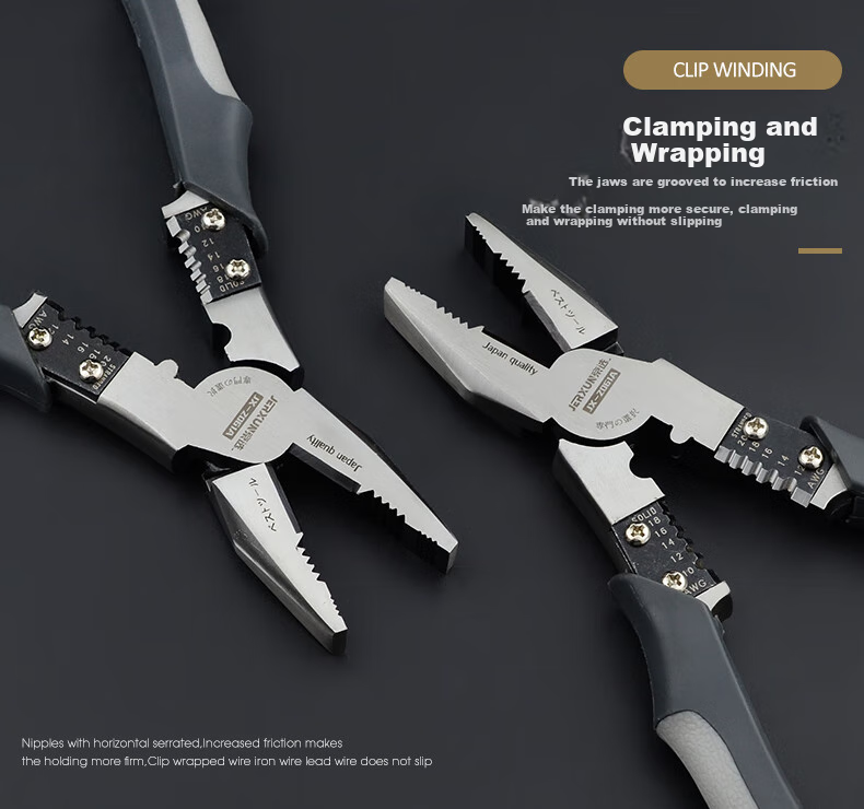 JERXUN Multifunctional 8-Inch Wire Pliers, Tiger Pliers, Electrician's Pliers, Labor-Saving Flat-Nose Pliers, Wire Stripping Pliers, Wire Cutting Pliers, And Wire Stripping Pliers 7