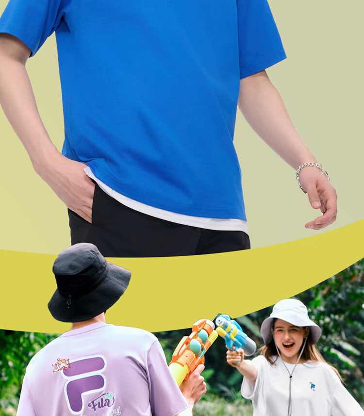 FILA FUSION Official Trendy Brand Zhang Hao Couple Knit Short Sleeve Breathable Cool Casual T-Shirt 7