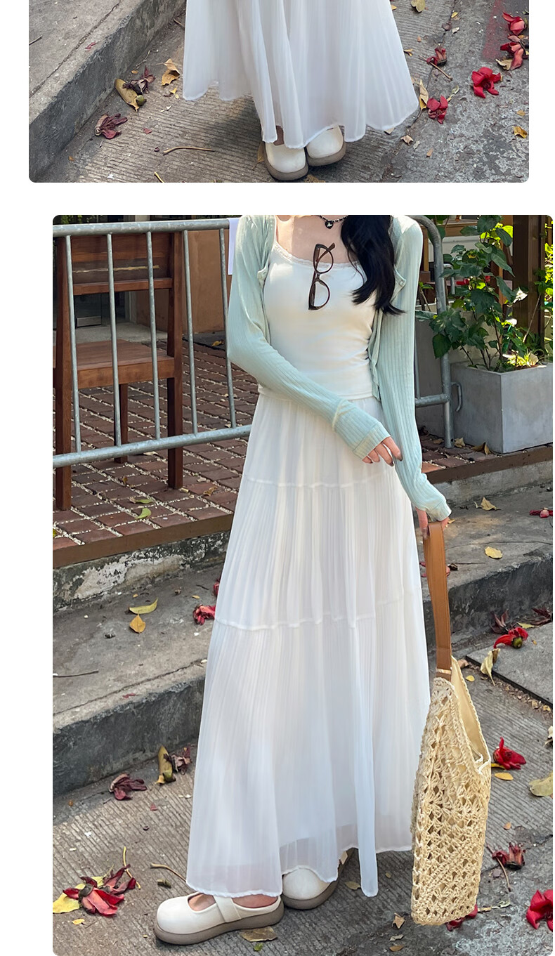 LangSha Qixi Early Autumn Gentle Wind Purple Half Skirt Women's New High Waist A-line Skirt High-end Pleated Skirt Mid-length Skirt 5