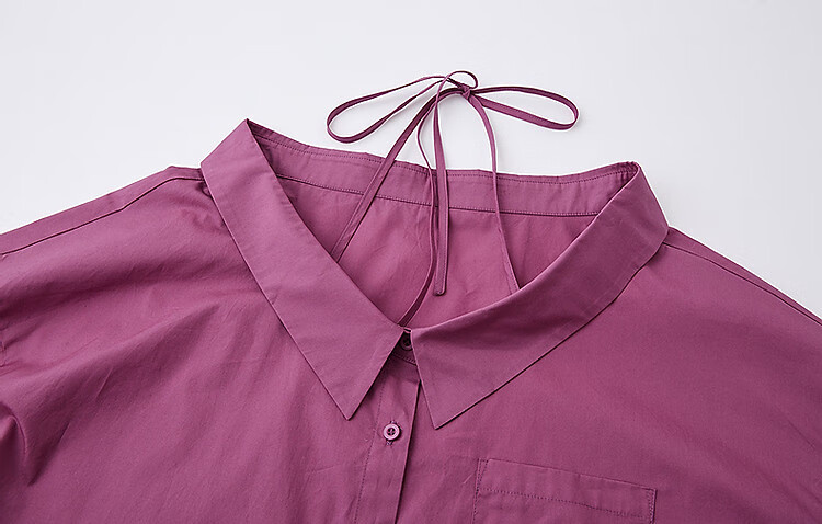 Dme [Pure Cotton Dominant Area] Spring And Autumn Korean-Style Slightly Chubby Pear-Shaped Shirt, Off-Shoulder, Tie-Waist, Concealing Shirt, Women's Top 17