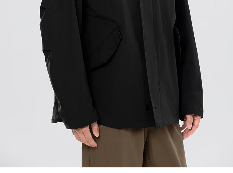 MARKLESS Hooded Windproof Jacket for Men, Cotton, Durable, Crisp Casual Men's Coat 5151 Black M 24