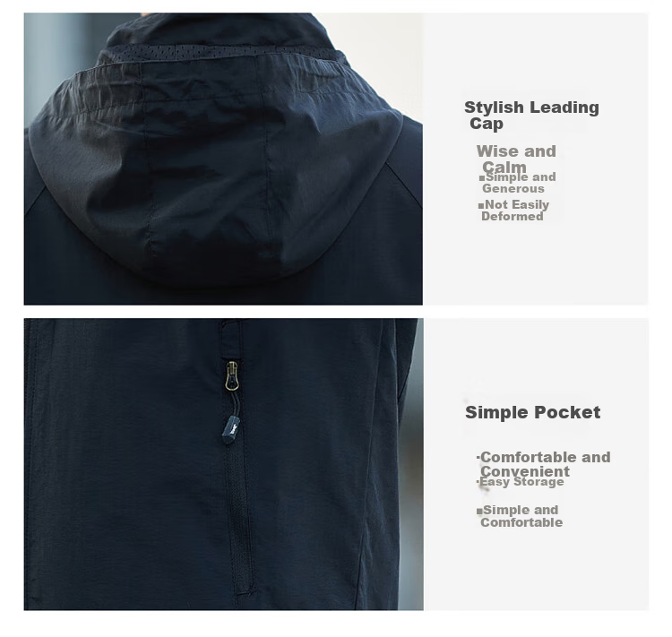 JEEP Men's Jacket, Spring And Autumn Loose-Fitting Hooded Trendy Casual Clothing, Blue, 3XL 4