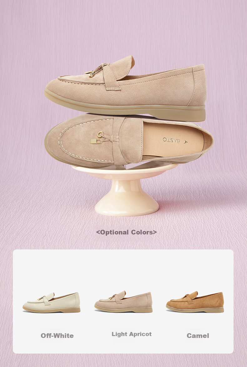 BASTO 26 Mall Commuter Lambskin Loafers, Slip-On Chunky Heel Women's Deep-Mouthed Flats A4821AA5 3