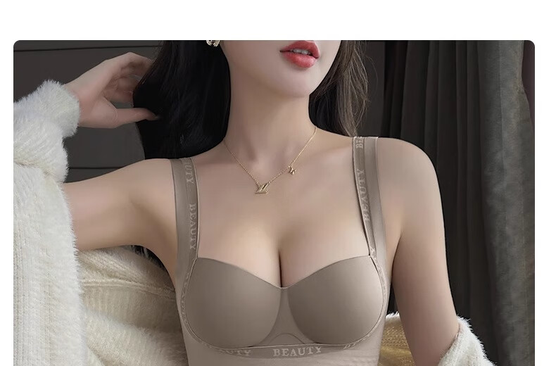 GUJIN Round Bra for Women, Enhancing Small Breasts, Push-Up, Side Support, Letter Shoulder Straps, Cartoon Design, Lift And Support, Seamless Bra 24