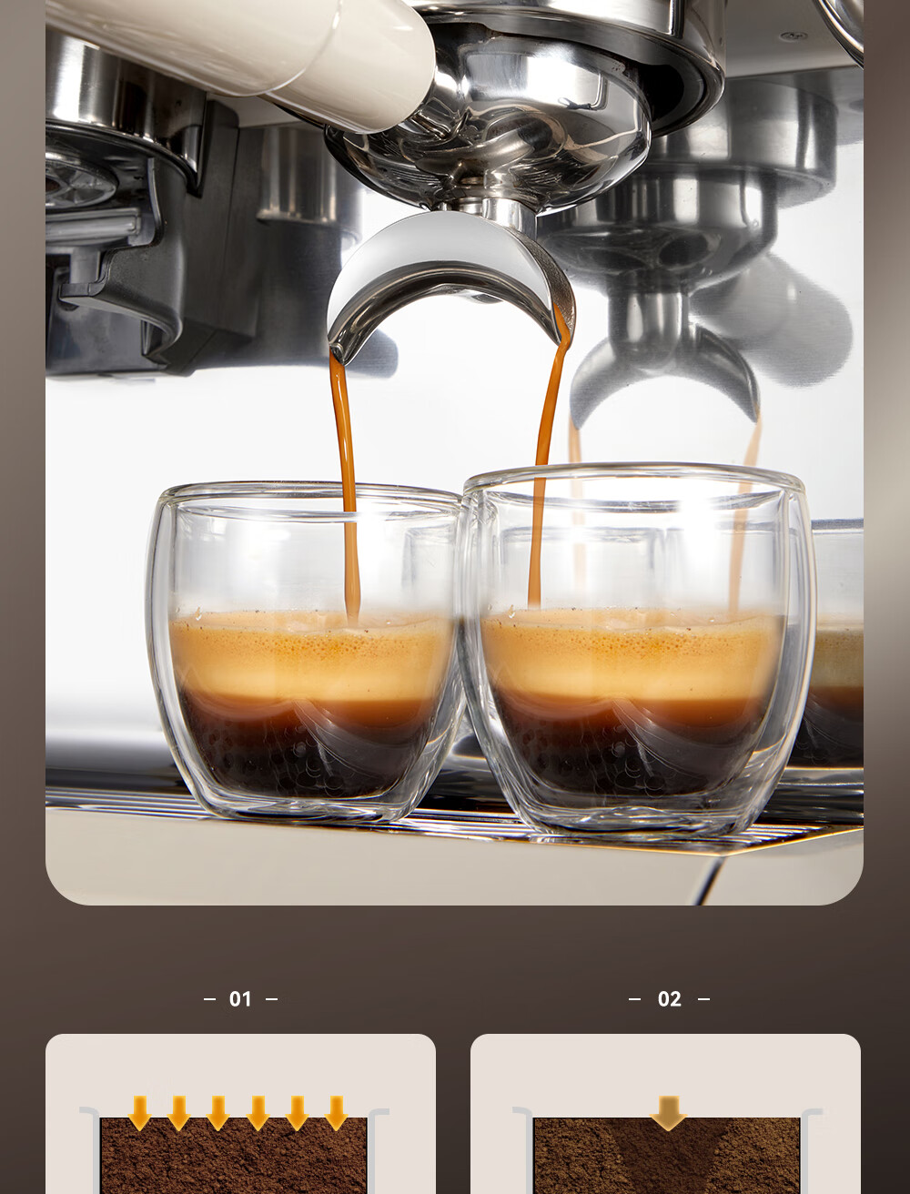 AEOMJK Aimo Ke Coffee Machine, Semi-Automatic Italian-Style Grinding All-In Americano for Home And Office Use, Dual Pump Dual Boiler Automatic Milk Frother CM5710, Holiday Gift 10