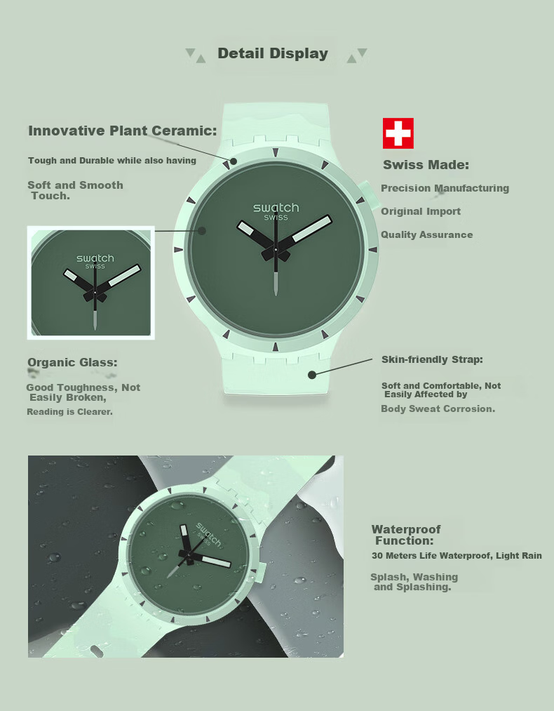 Swatch Swiss Watch, Innovative Plant Ceramic Luminous Quartz Watch for Men And Women, Holiday Gift, Desert Explorer 14