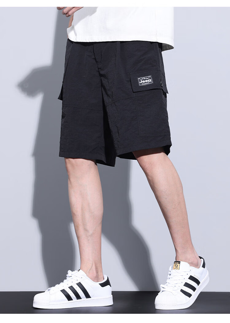 JEEP Ice Silk Workwear Five-Point Casual Shorts for Men, 2026 Summer Thin Loose Straight-Leg Cool Mid-Length Pants for Me 1