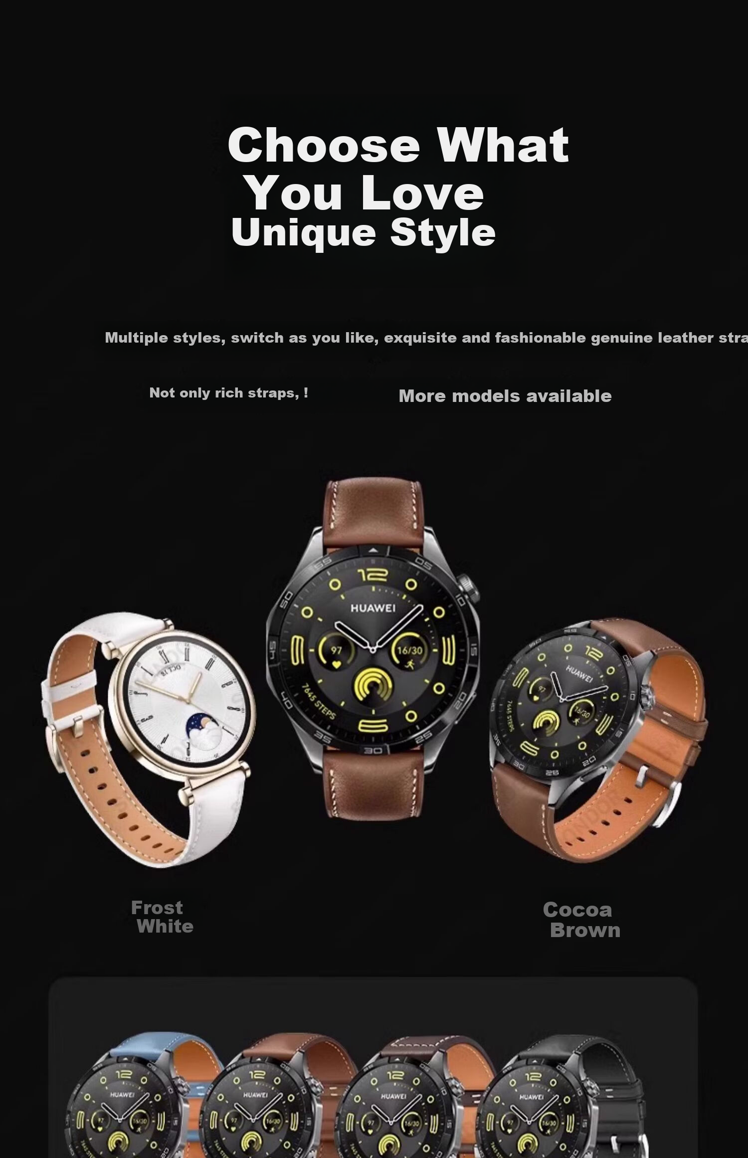 Watchbond Leather Strap Compatible with Huawei Watch GT6/GT5/GT4/Watch5 Women's Models, Official Style for GT5 Pro, Smart GT5 Sports 18mm Fashionable Women's Watch Band 12