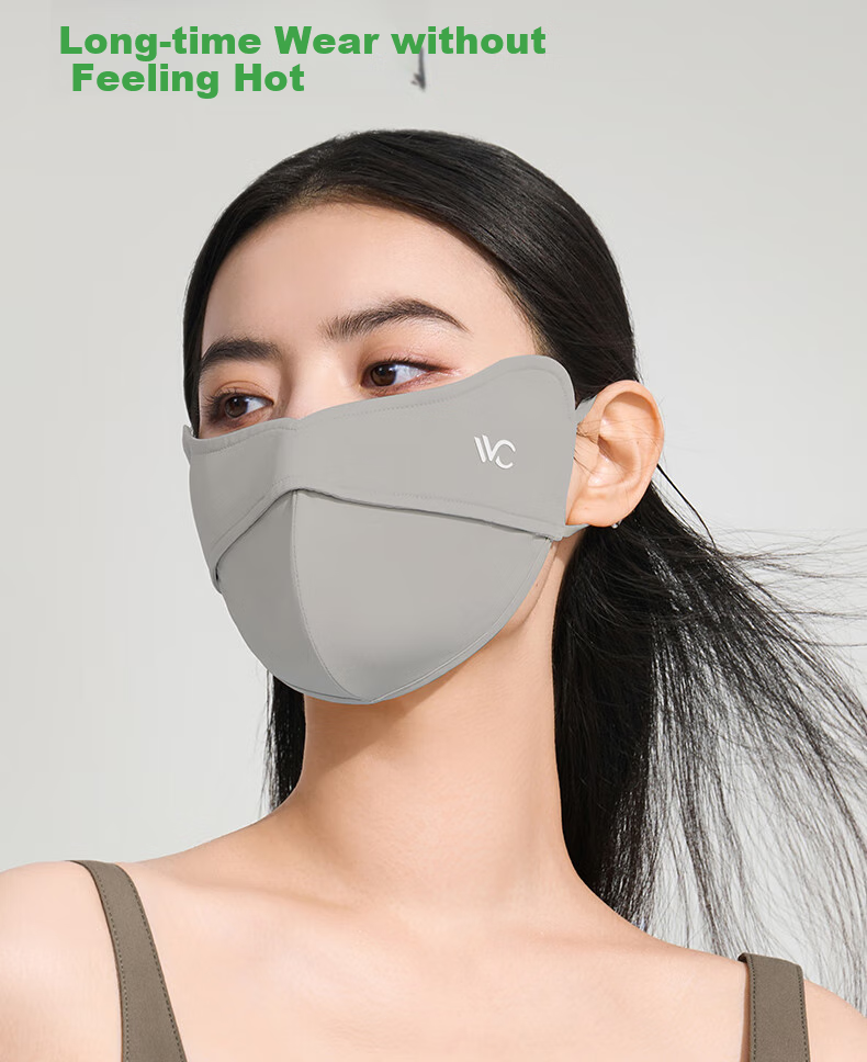VVC Sun Protection Face Mask for Women, UV-Resistant, Fishbone Structure, Breathable, Eye Corner Protection Mask, Cloud Light Blue, 1 Piece 5