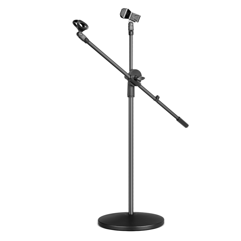Depusheng H6 Microphone Stand, Outdoor Windproof Floor Stand for Singing, Recording, Live Streaming, Stage Performance, School Training, Lecturing, Adjustable Height, Dual Mic Clip, Metal Reinforced And Thickened