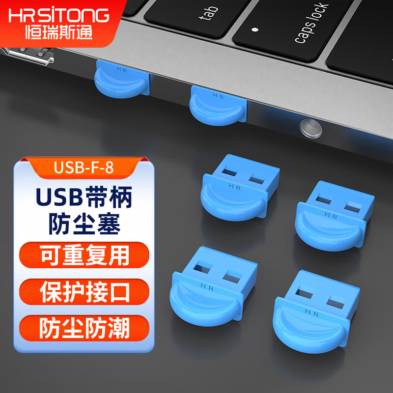 Hengrui Stone USB Handle Dust Plug for Computer Laptop Data Center School Dustproof Moisture-proof Standard Port Blue 10 Pieces