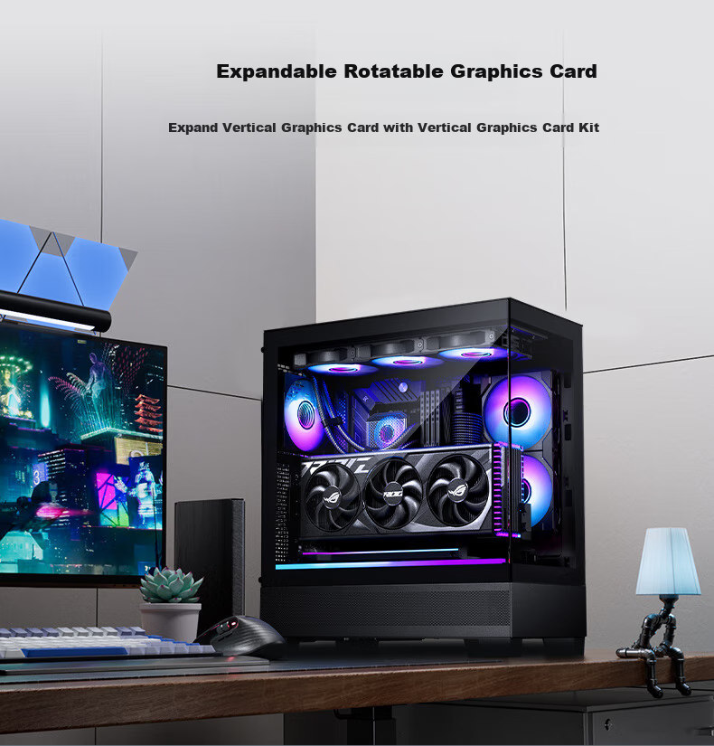 PHANTEKS XT523 View Black Sea View Tempered Glass Full View TX Motherboard Case for Desktop Computer (Side ARGB Light Strip/360mm Water Cooling Support/Type-C) 12