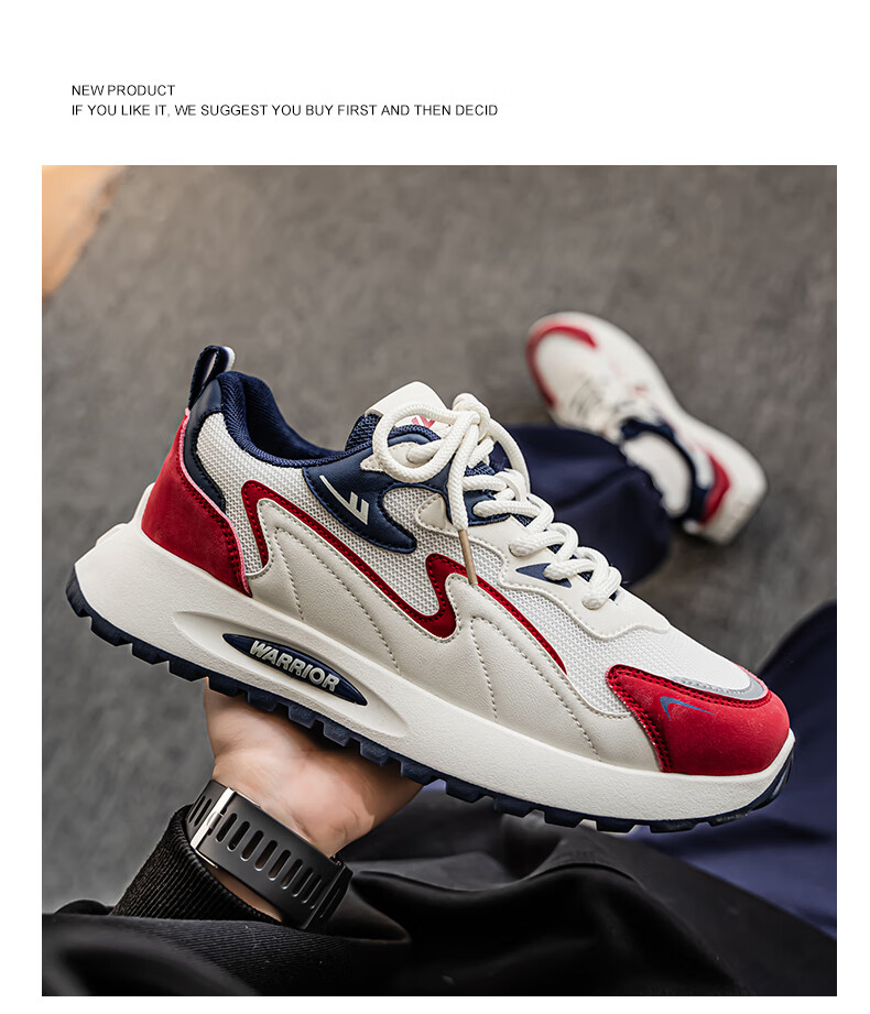 Warrior Men's Sneakers 2025 Summer Casual Breathable Low-top Shoes for Men Beige/Grey/Blue Size 40 15