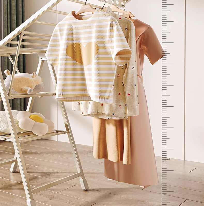 BIX Floor-Standing Clothes Rack for Bedroom, Home Drying Rack, Simple Coat And Hat Stand, Indoor Balcony Clothes Hanger, 1.8m Double-Layer 3