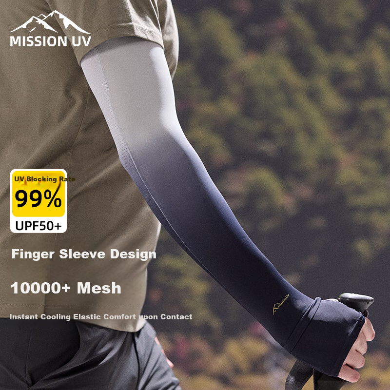 MISSION UV Ice Silk Sun Protection Arm Sleeves for Men, Summer Driving Cycling Cooling UV Protection Arm Covers