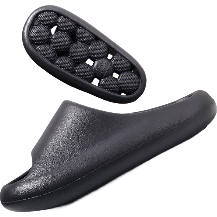 GUOLUOFEI Bathroom Water-Draining Slippers, Summer Indoor Shower Non-Slip Squishy Hollow Massage Slippers, White, Size 40-41