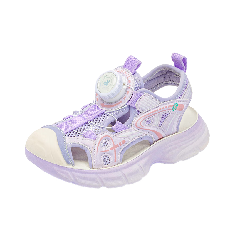 ANNIL Children's Sandals, Summer 2025, for Older Girls, Closed-Toe Design, Non-Slip Hollow-Out Sports Sandals, 6291 Purple, Size 36