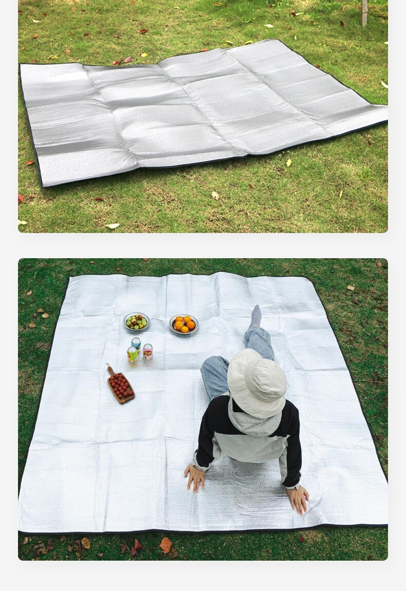 Ansell Outdoor Moisture-Proof Mat Double-Sided Aluminum Foil Thickened Camping Moisture-Proof Ground Mat Beach Park Seat Cushion 8K00321 5