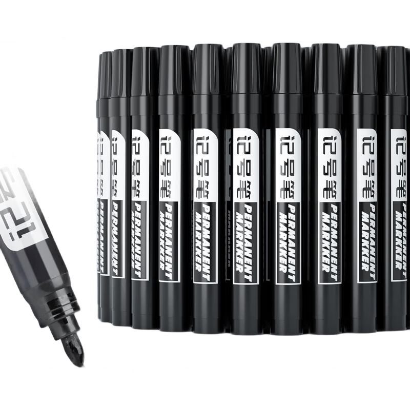 Jinzhi Black Thick-Tip Permanent Marker, Large Capacity Logistics Chalky Pen, Waterproof Express Signature Pen, Check-In Pen, Outlining Pen, Office Supplies, 150 Pieces Bulk Pack
