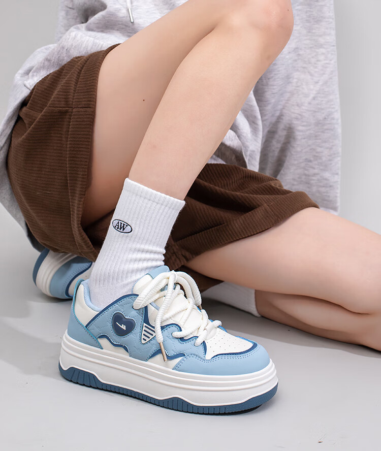 Huili Spring Women's Shoes, Dopamine Versatile Thickened White Sneakers K827Z, White/yellow/pink, Size 35 4