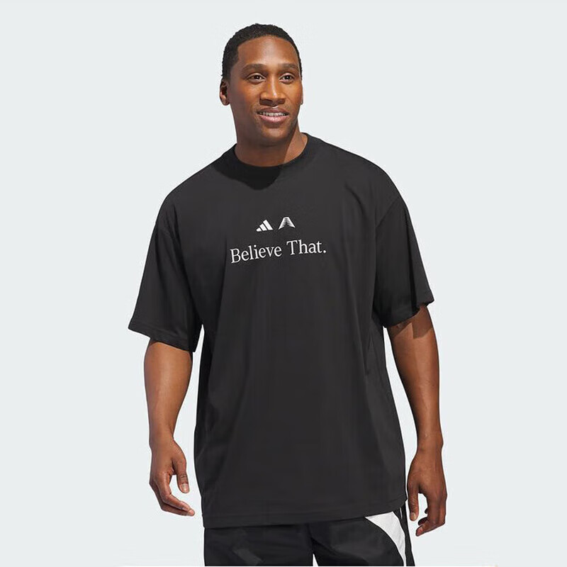 Adidas T-Shirt for Men And Women, Couples' Outfit, Fitness Training Comfortable Breathable Short-Sleeve Top JM7951 Black M 1