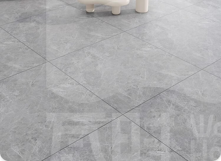 Washi PVC Self-Adhesive Waterproof Wear-Resistant Floor Sticker, Thickened Leather Flooring, Silver Smoke Gray, 1 Square Meter 3 Pieces (60*60cm) 1