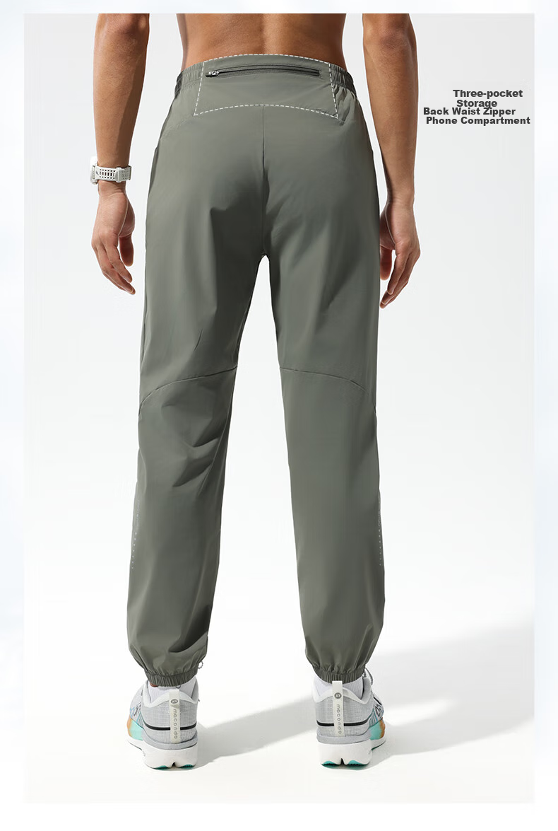 Macondo Men's Running Pants, Spring And Autumn, Mask-Like Feel, Sun Protection, Antibacterial, Moisture-Wicking, Quick-Drying, Outdoor Commute Sports Pants, Jungle Green, Size L 5