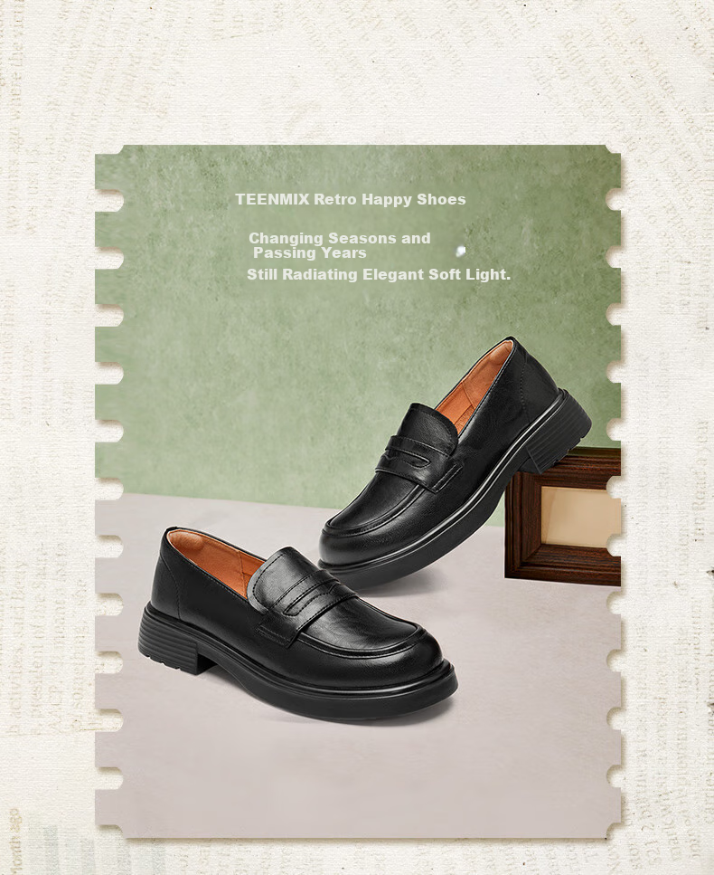 TEENMIX Loafers with Thick Soles, Same Style As in Shopping Malls, Slip-On Women's Shoes, Work Commute Leather Shoes, New Style 4