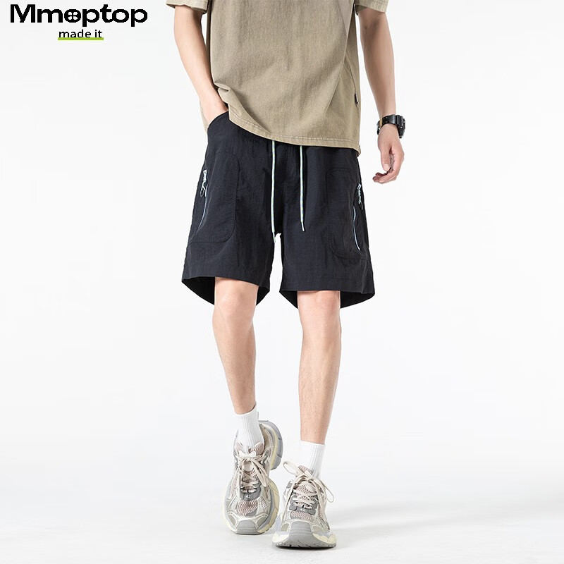 MMOPTOP Triple-Protection Workwear Shorts, Summer Men's Lightweight Quick-Dry Breathable Cool-Feeling Five-Point Pants, MDK02 Obsidian Black, XL