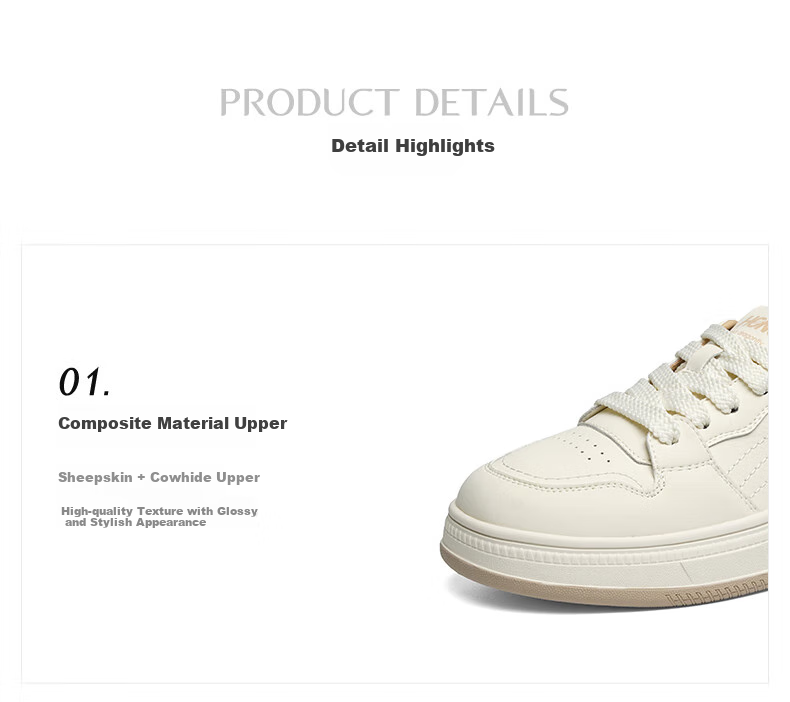 RED DRAGONFLY Casual Sneakers, Spring Women's Shoes, Student Thick-Soled Versatile White Shoes WTB15203, Beige/khaki Color, Size 37 8