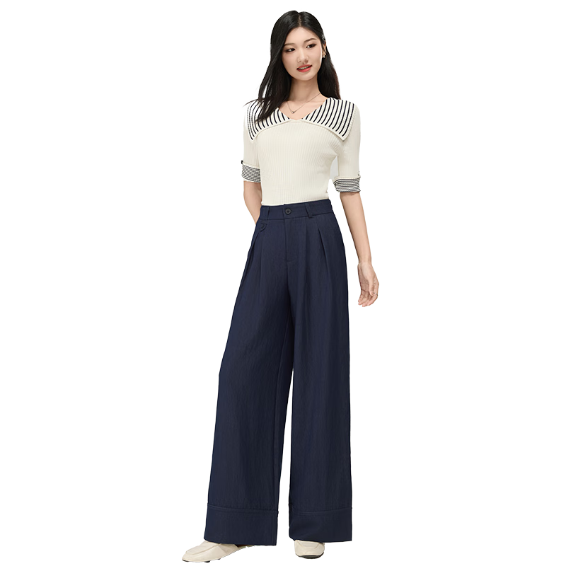 BOPRUIEY Women's High-Waist Casual Pants 2025 Autumn New Straight-Leg Loose Versatile Premium Draped Wide-Leg Trousers