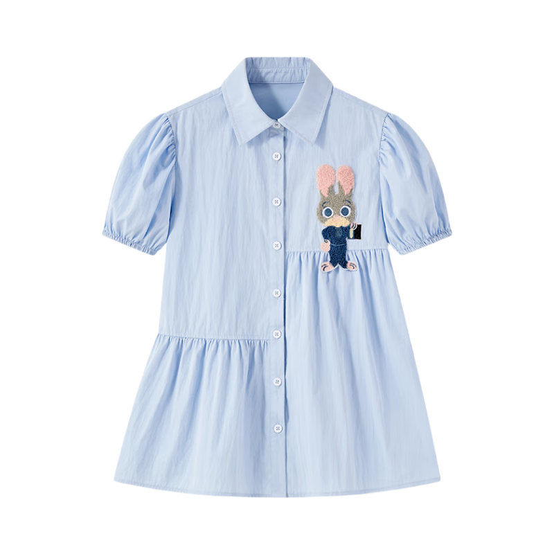 Disney Girls' Dress, Children's Summer Dress, Rabbit Police Princess Dress, 2026 New Style Girls' Shirt Dress, Children's Clothing