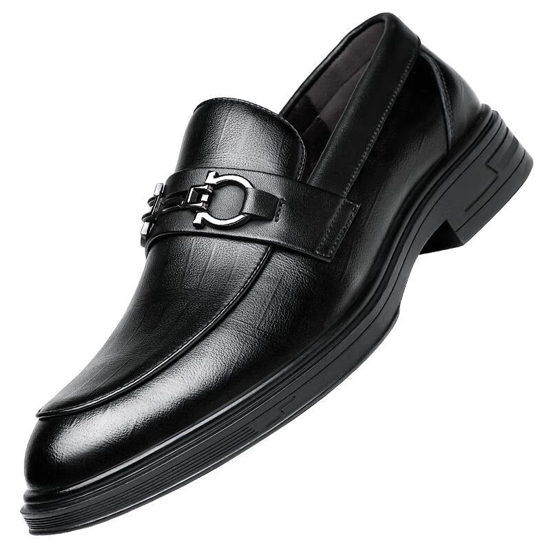 CARTELO Men's Loafers, Business Casual Leather Shoes, Plaid Breathable Slip-On Formal Leather Shoes, Men's 9902 Brown, Size 44