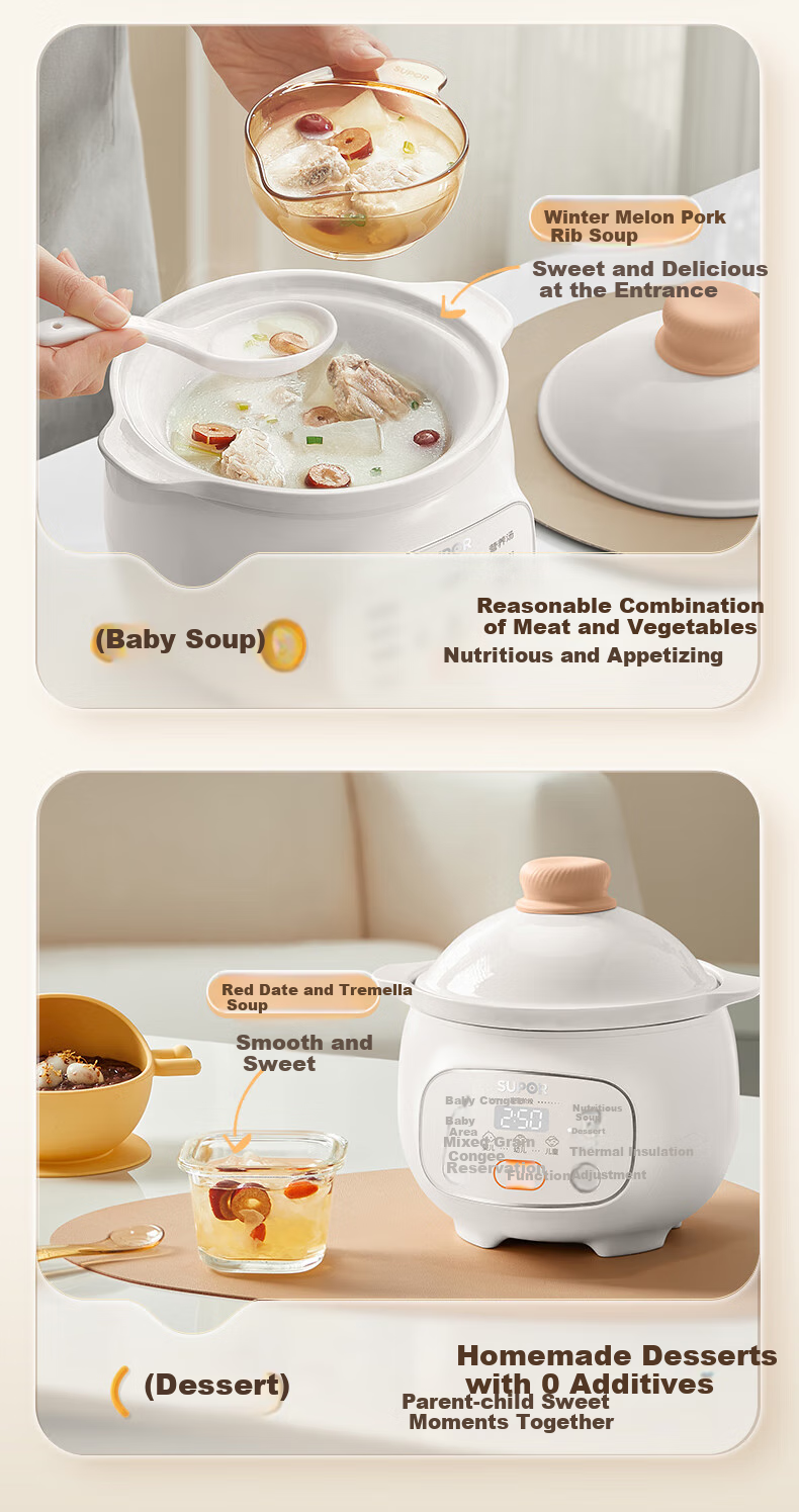 SUPOR Baby Food Cooker, Infant Electric Stew Pot for Different Age Groups, Food Processor, Rice And Oil Cooking Pot BB07 9