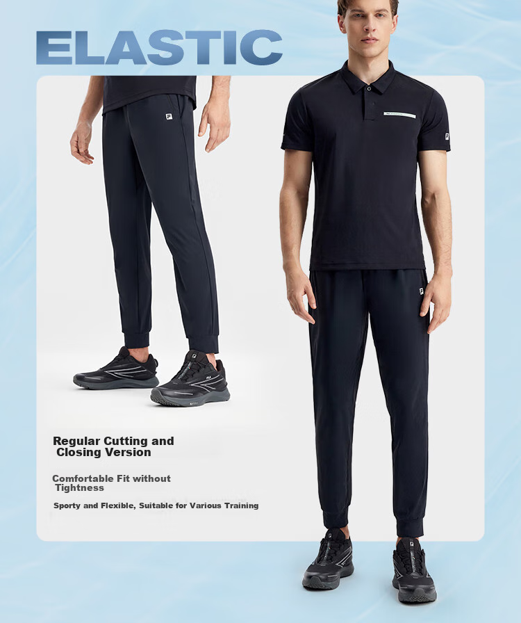 FILA Official Men's Summer Thin Breathable Sun-Protective Knit Jogger Pants Fitness Trousers 5