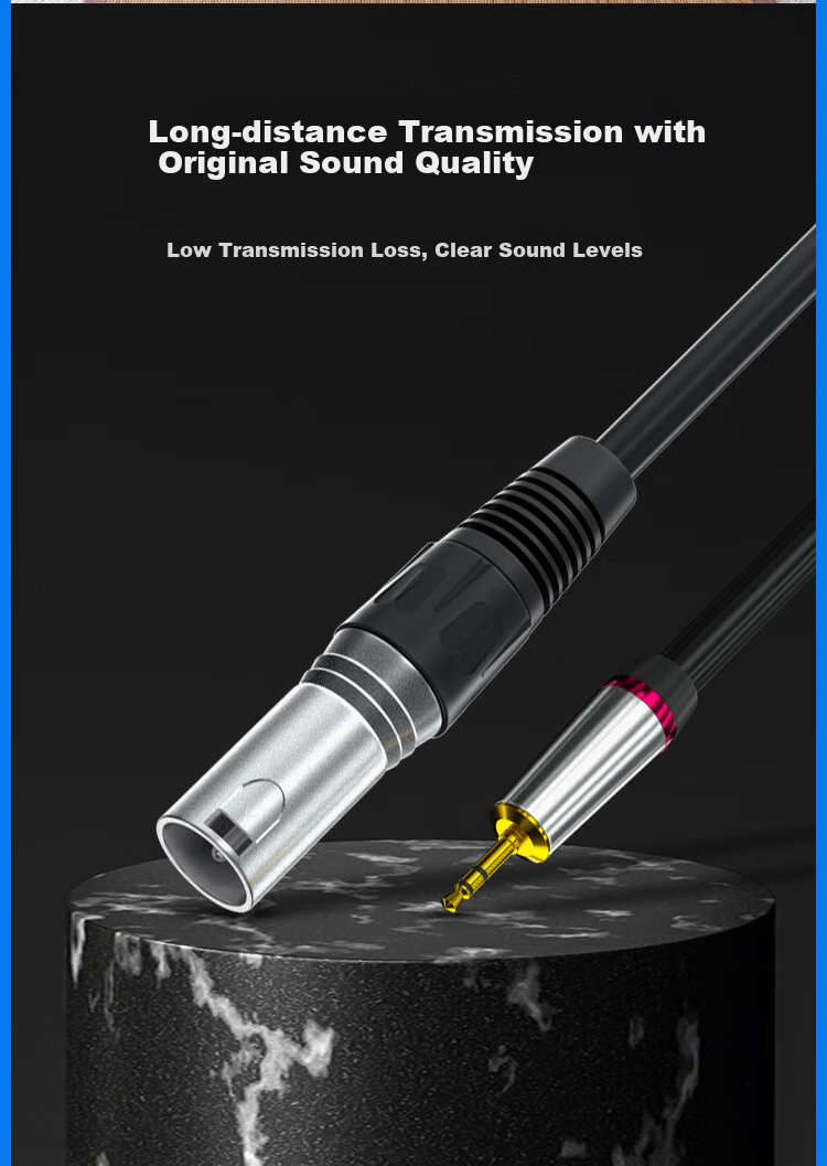 HAILE 3.5mm to XLR Male Adapter Cable, 3.5mm Audio Cable, Sound Card Connection to Mixer, Phantom Power Supply Connection Cable 1 Meter HT-3.5 8