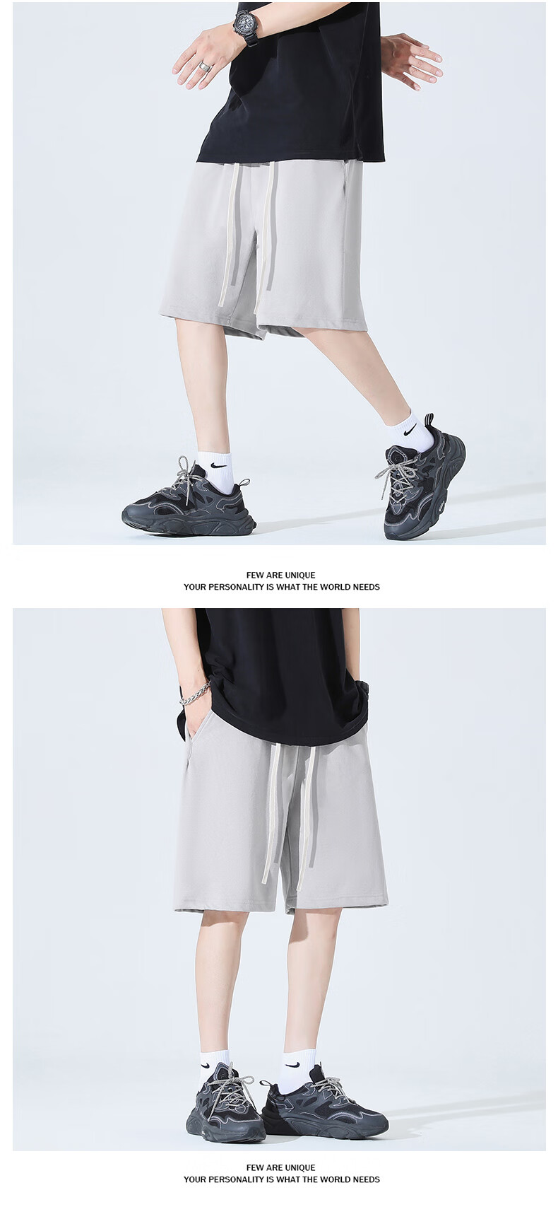Homlean American-Style Trendy Basketball Shorts for Men, Summer West Coast Casual Comfortable Breathable Knee-Length Shorts LS33 Black M 8