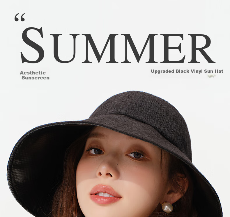 CACUSS Sun Hat for Women, Summer Sweet Face-Slimming Straw Hat, Casual Fisherman Hat, Beige 1