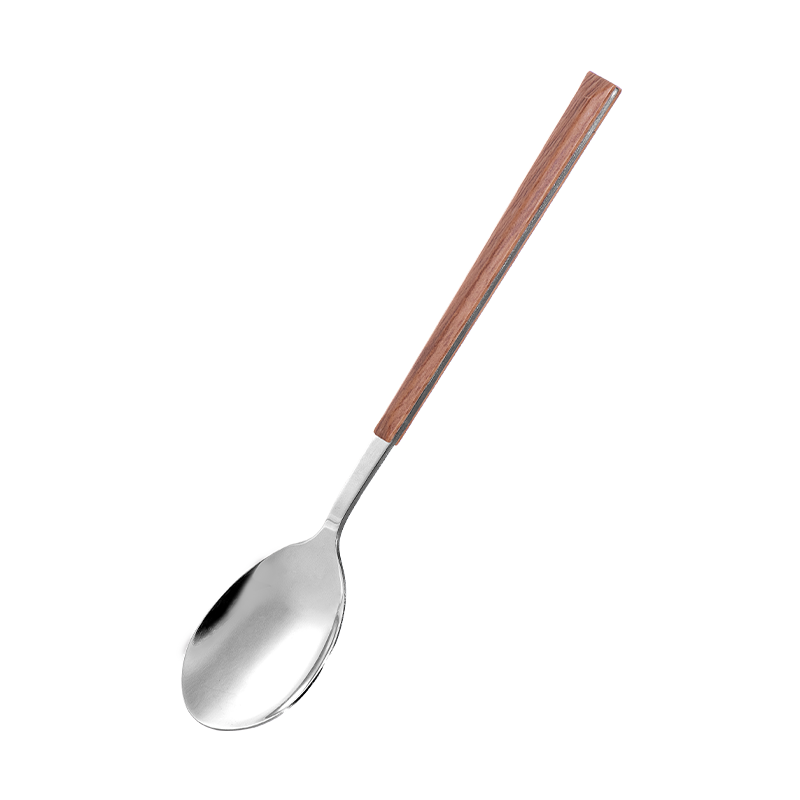 Anmai 304 Stainless Steel Spoon Vintage Imitation Wood Handle Round Head Soup Spoon Household Dining Spoon 1 Piece AM1350