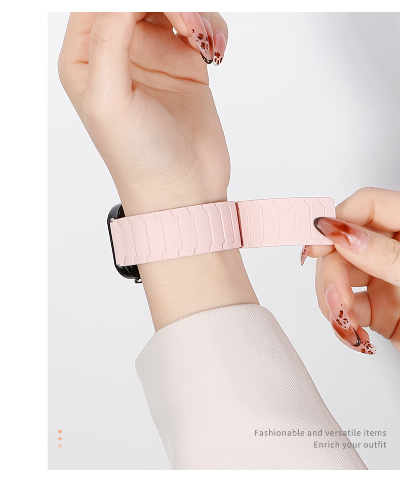 Weiqiantu Compatible with Huawei FIT4pro/FIT4/FIT3 Watch Band, Armor Warrior Magnetic Huawei Fit4pro Watch Band Wristband for Men And Women, 20MM Interface [Pink Sand Color] 6