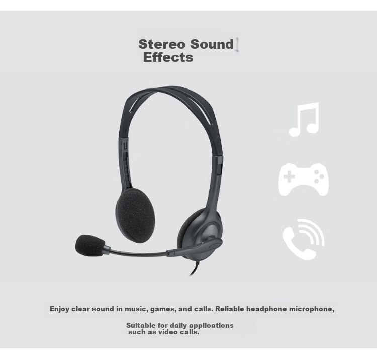 Logitech H111 [Enterprise-Grade] Multifunctional Over-Ear Headset with Microphone, Wired Headphones [Order Bonus] 4