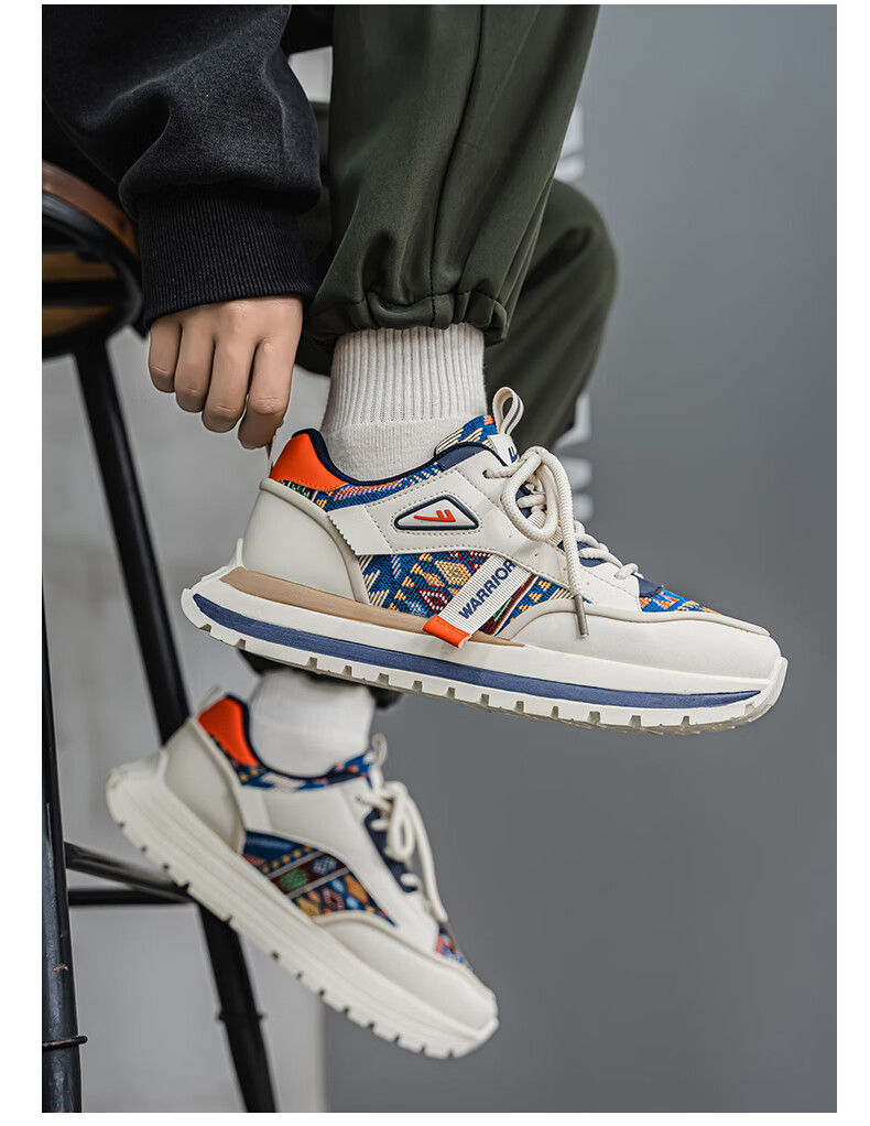 Warrior Men's Sneakers 2025 Summer New Sports Casual Shoes Versatile Thick Sole Height Increasing Shoes for Men Beige Color 39 6