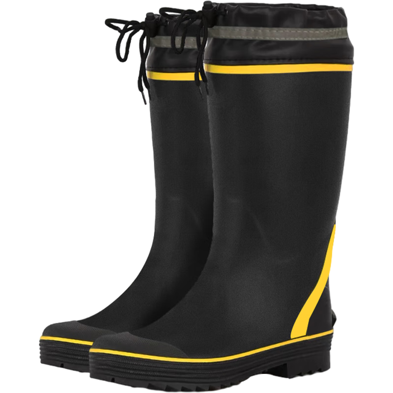SHENGLI T-Gard® Men's High-Cut Rain Boots Non-Slip Durable Outdoor Night Reflective Strip Anti-Smash Anti-Puncture Adjustable Cuff Waterproof Shoes Size 42, 1 Pair