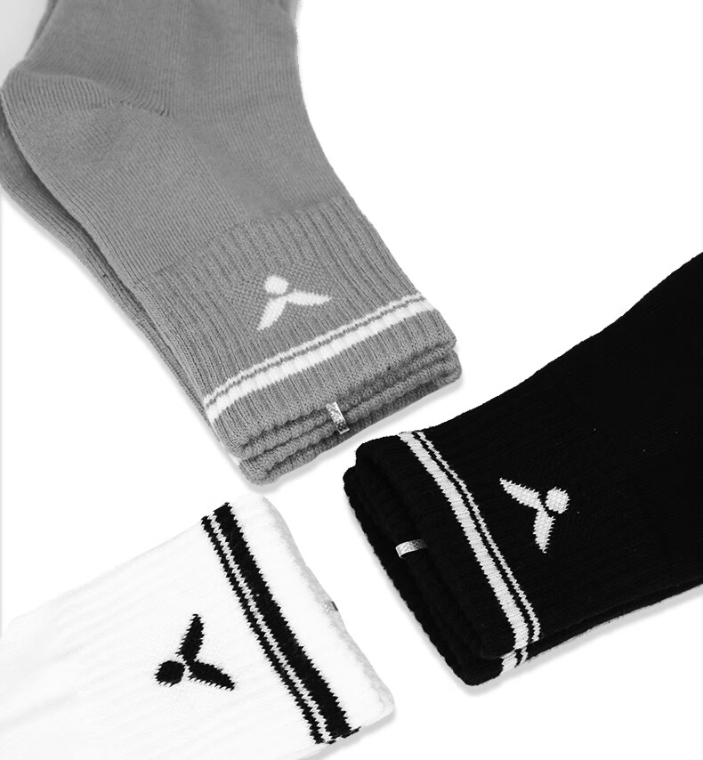 Victor Badminton Socks SK9402-3/AHC/L One Size Three Pairs White Gray Black 17